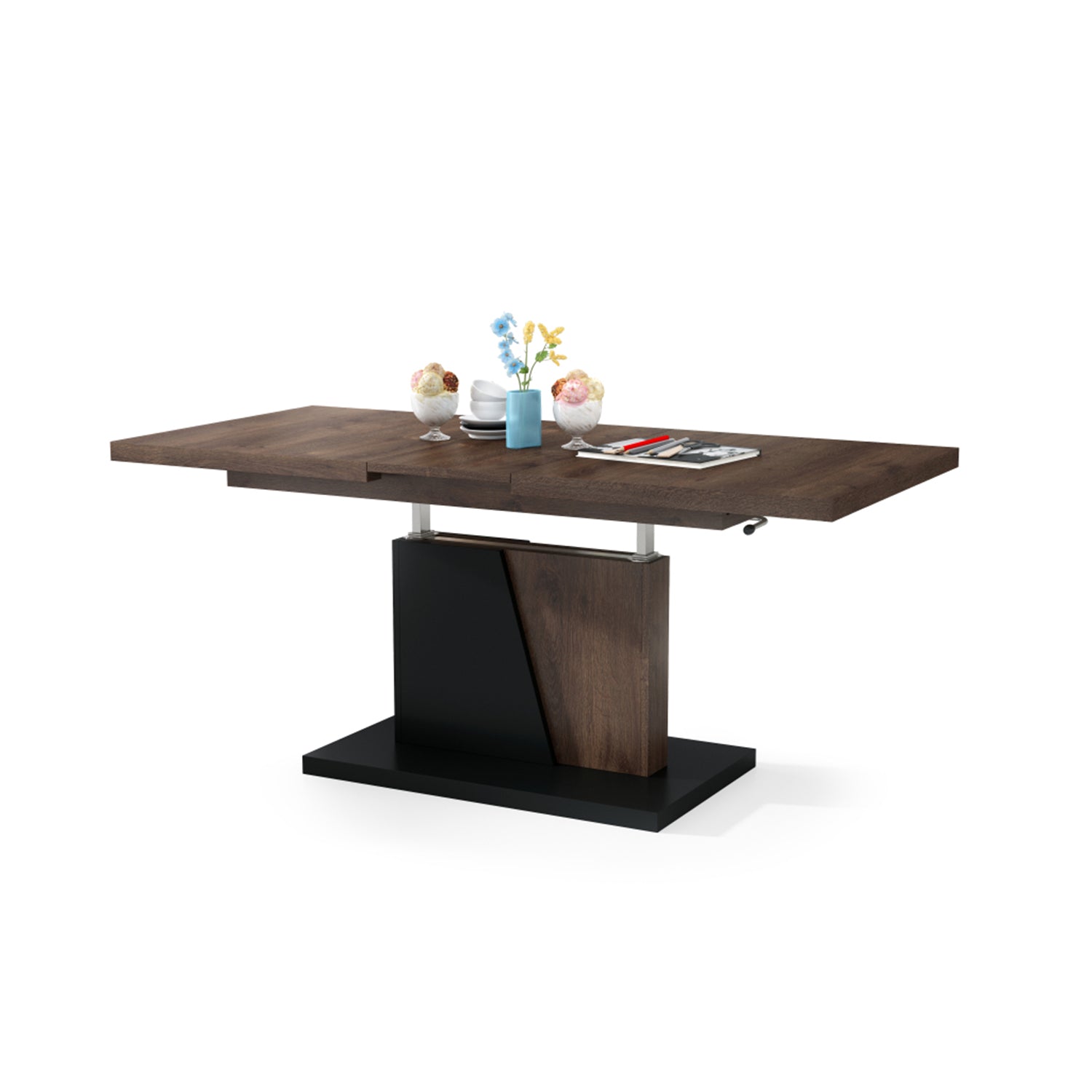 Gala 2 in 1 Extending Coffee / Dining Table - Brown Oak / Black
