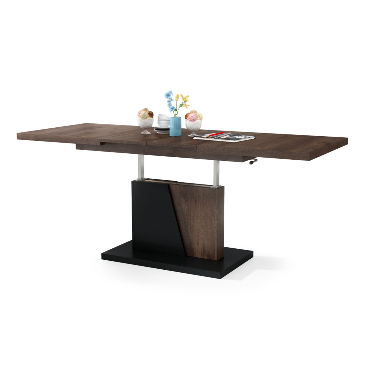 Gala 2 in 1 Extending Coffee / Dining Table - Brown Oak / Black