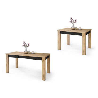 Fonte 110 Modern Extending Dining Table - Gold Craft Oak / Black Matt