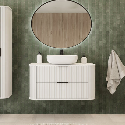 Elegance Glamour Style 2 Drawer Bathroom Wall Cabinet 100cm - White