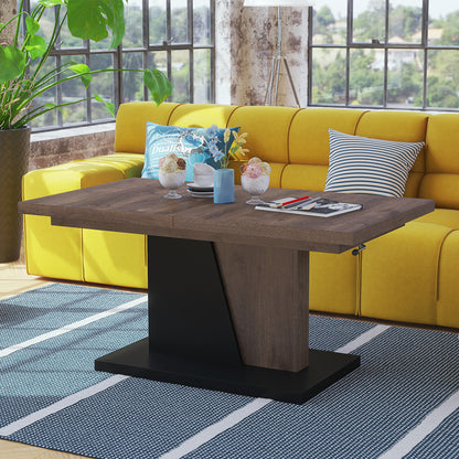 Gala 2 in 1 Extending Coffee / Dining Table - Brown Oak / Black