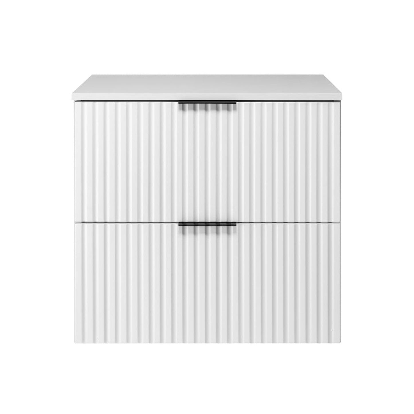 Flow 2 Drawer Bathroom Cabinet Vanity Unit with Worktop 60cm - White