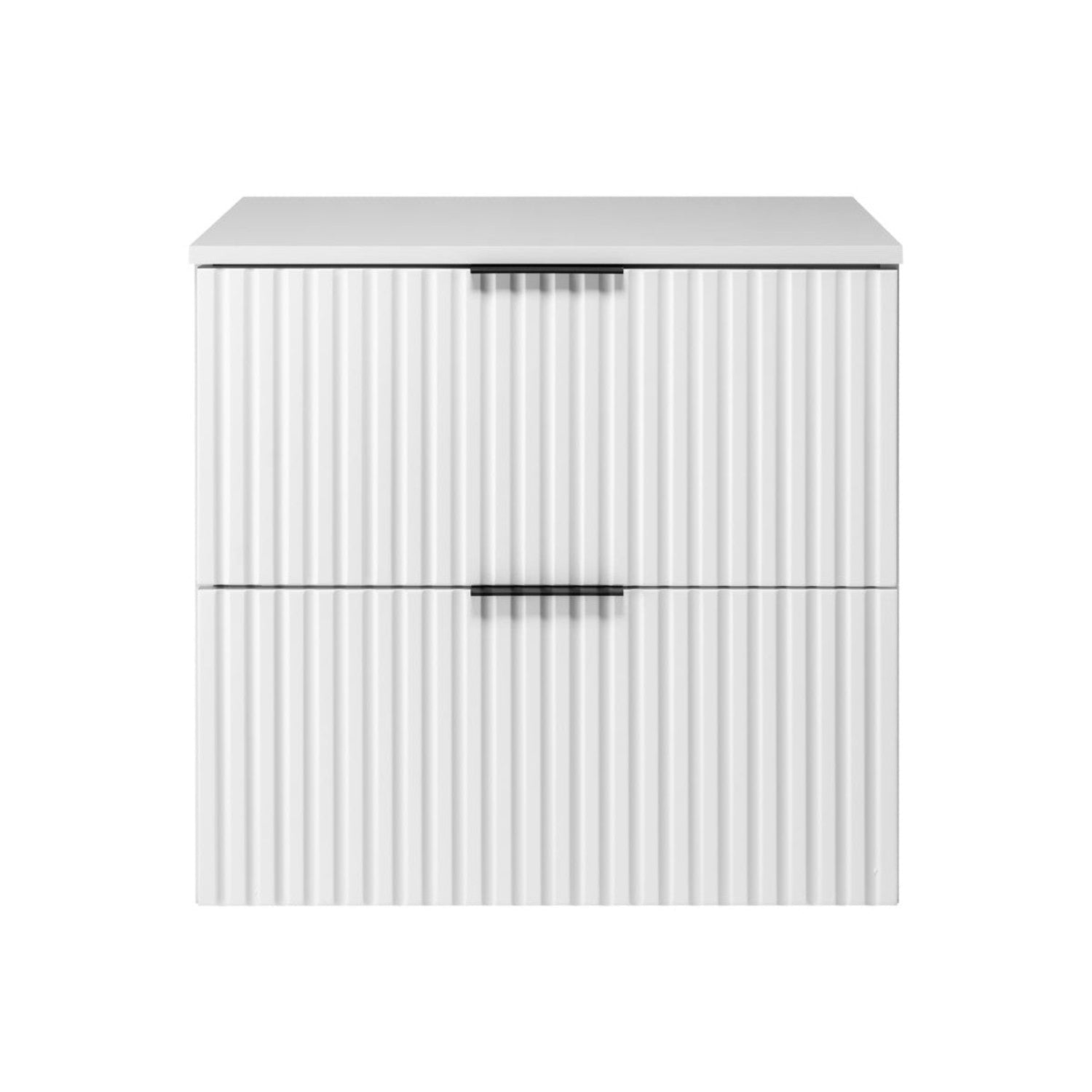 Flow 2 Drawer Bathroom Cabinet Vanity Unit with Worktop 60cm - White