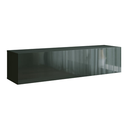 Joyce Wall Mounted TV Unit Modern Plain Gloss Finish 150cm - Black Gloss