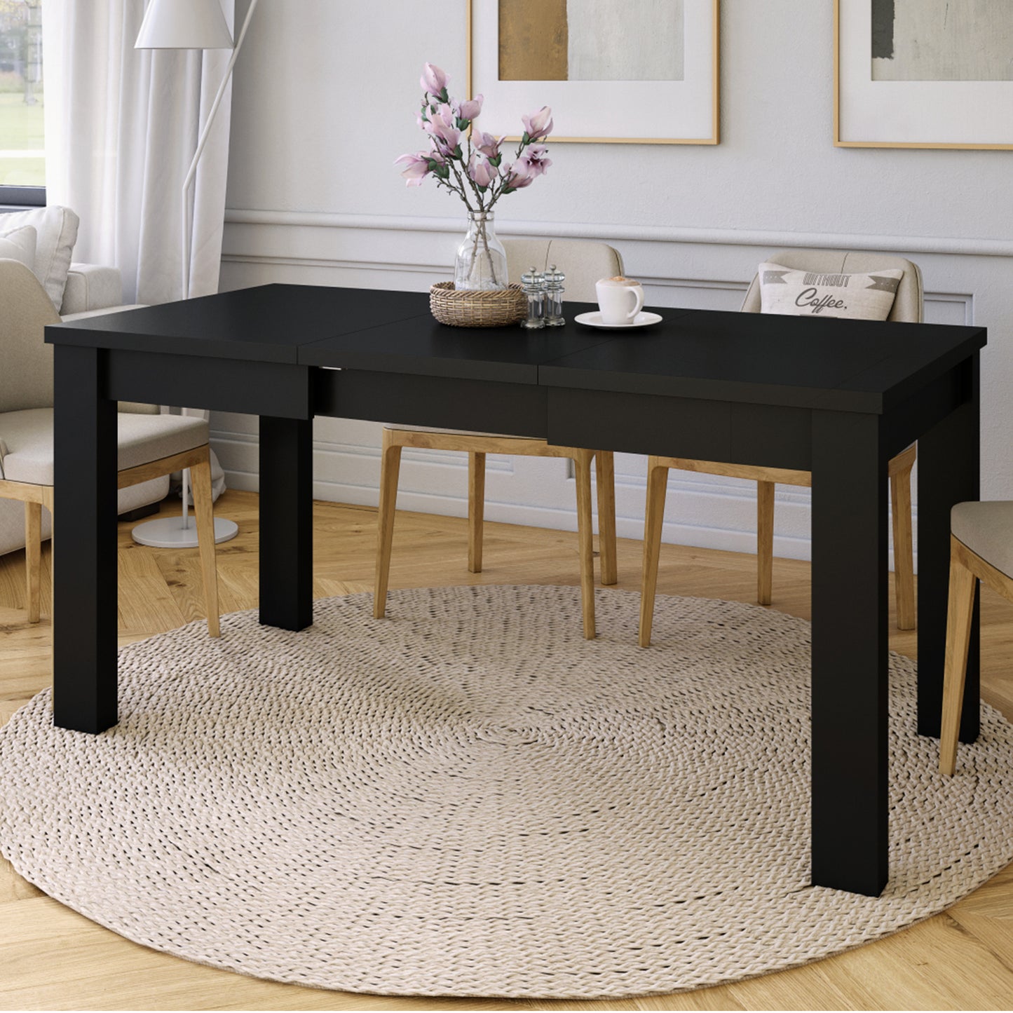 Fonte 110 Modern Extending Dining Table - Black Matt