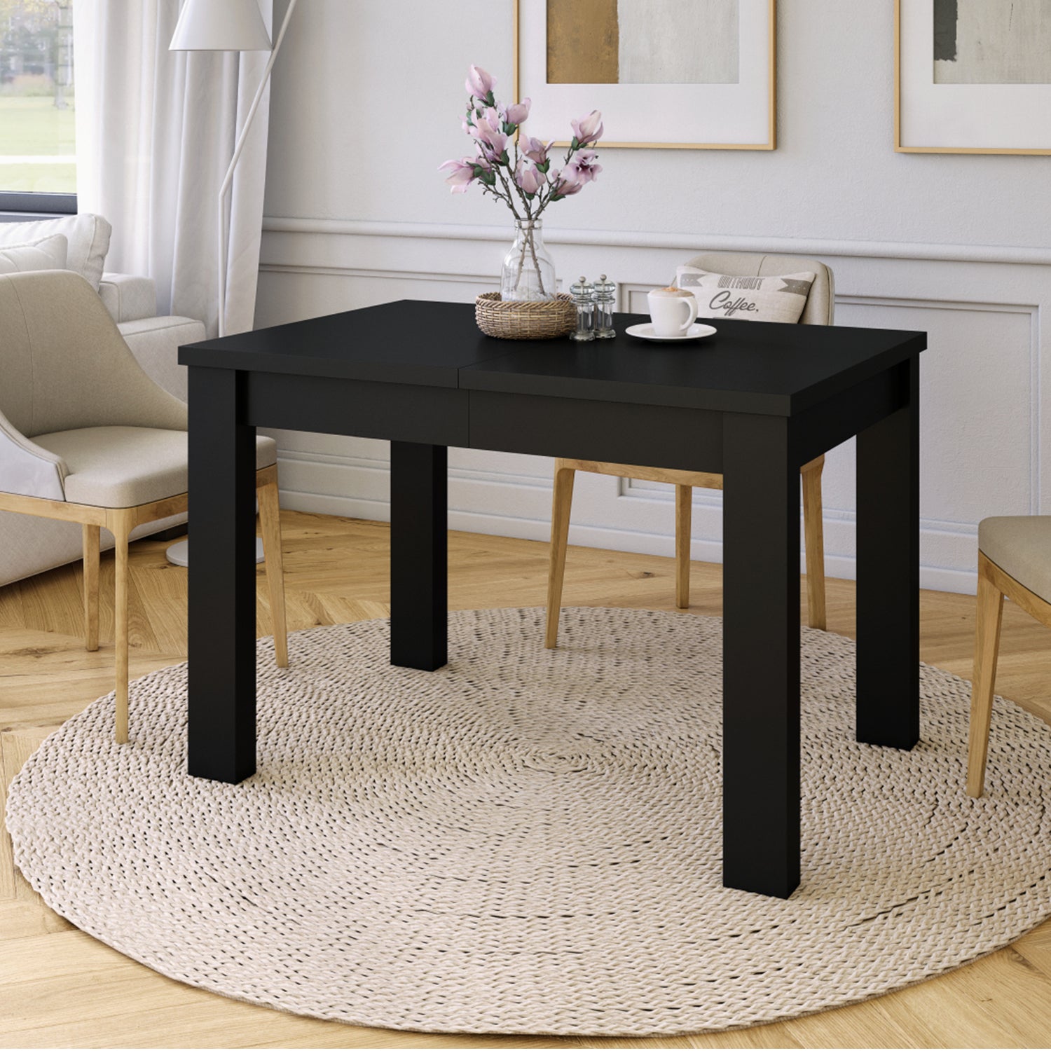 Fonte 110 Modern Extending Dining Table - Black Matt