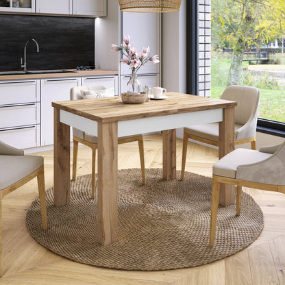 Fonte 110 Modern Extending Dining Table - Wotan Oak / White Matt