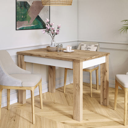 Fonte 110 Modern Extending Dining Table - Wotan Oak / White Matt