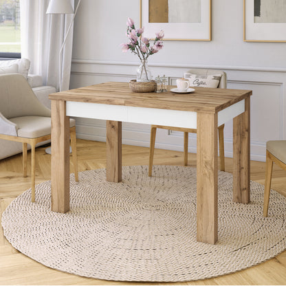 Fonte 110 Modern Extending Dining Table - Wotan Oak / White Matt