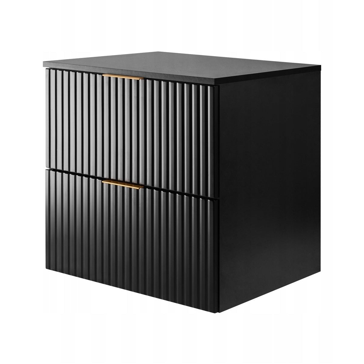 Flow 2 Drawer Bathroom Vanity Cabinet 60 cm with Worktop - Black