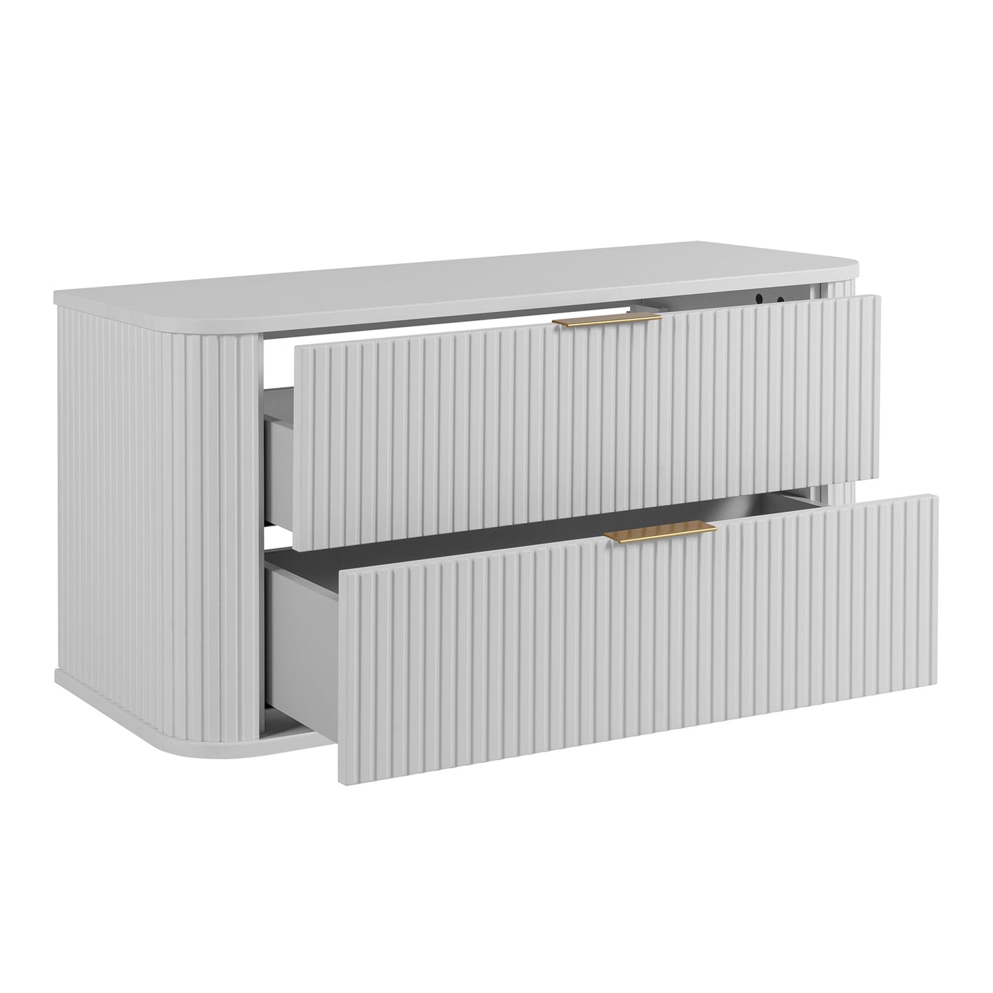 Elegance Glamour Style 2 Drawer Bathroom Wall Cabinet 100cm - White