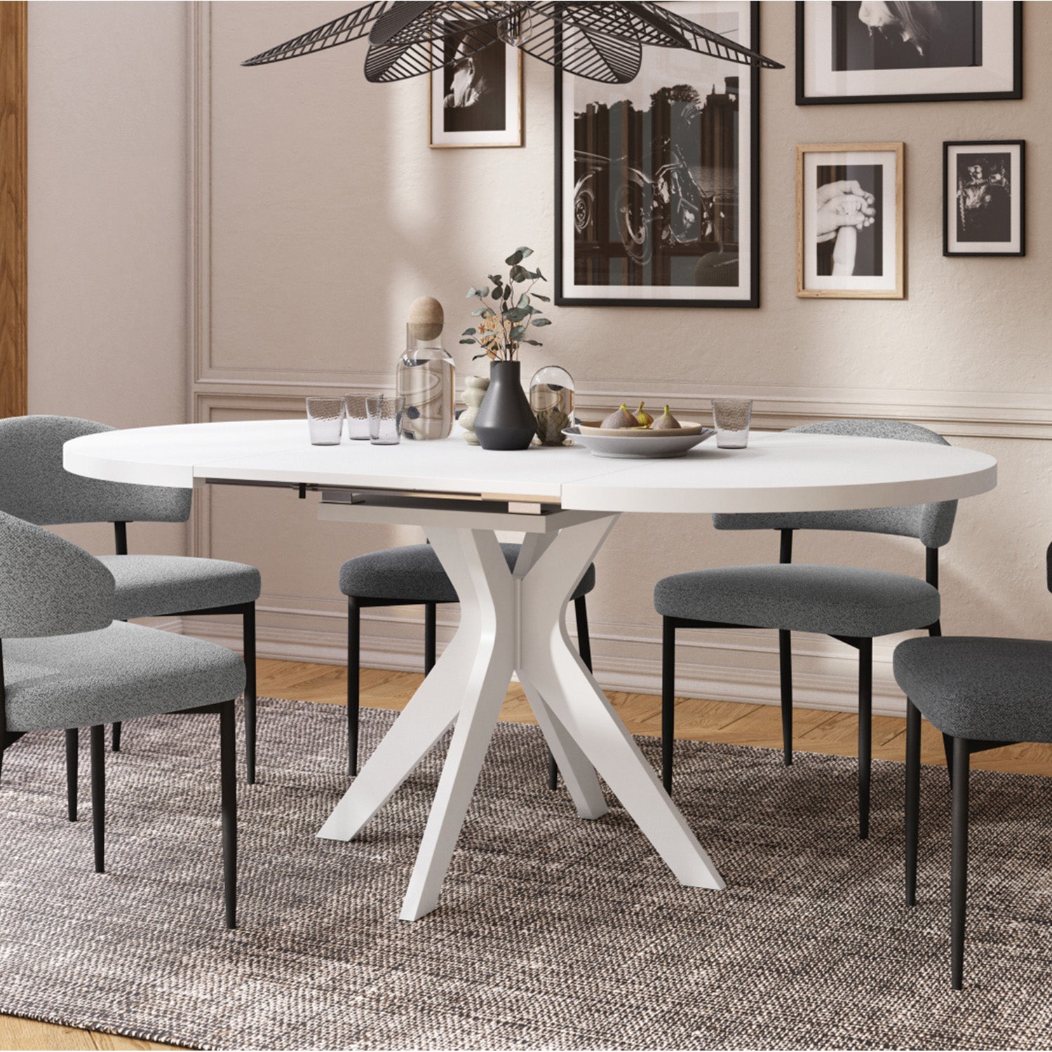 Renzo Extending Modern Dining Table – White Matt
