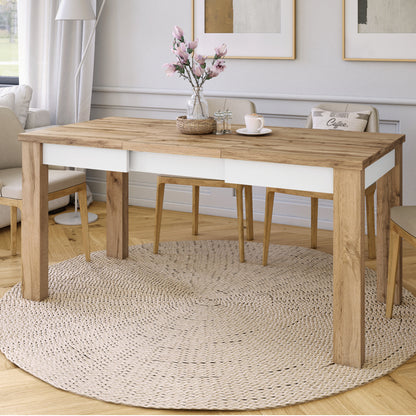 Fonte 110 Modern Extending Dining Table - Wotan Oak / White Matt