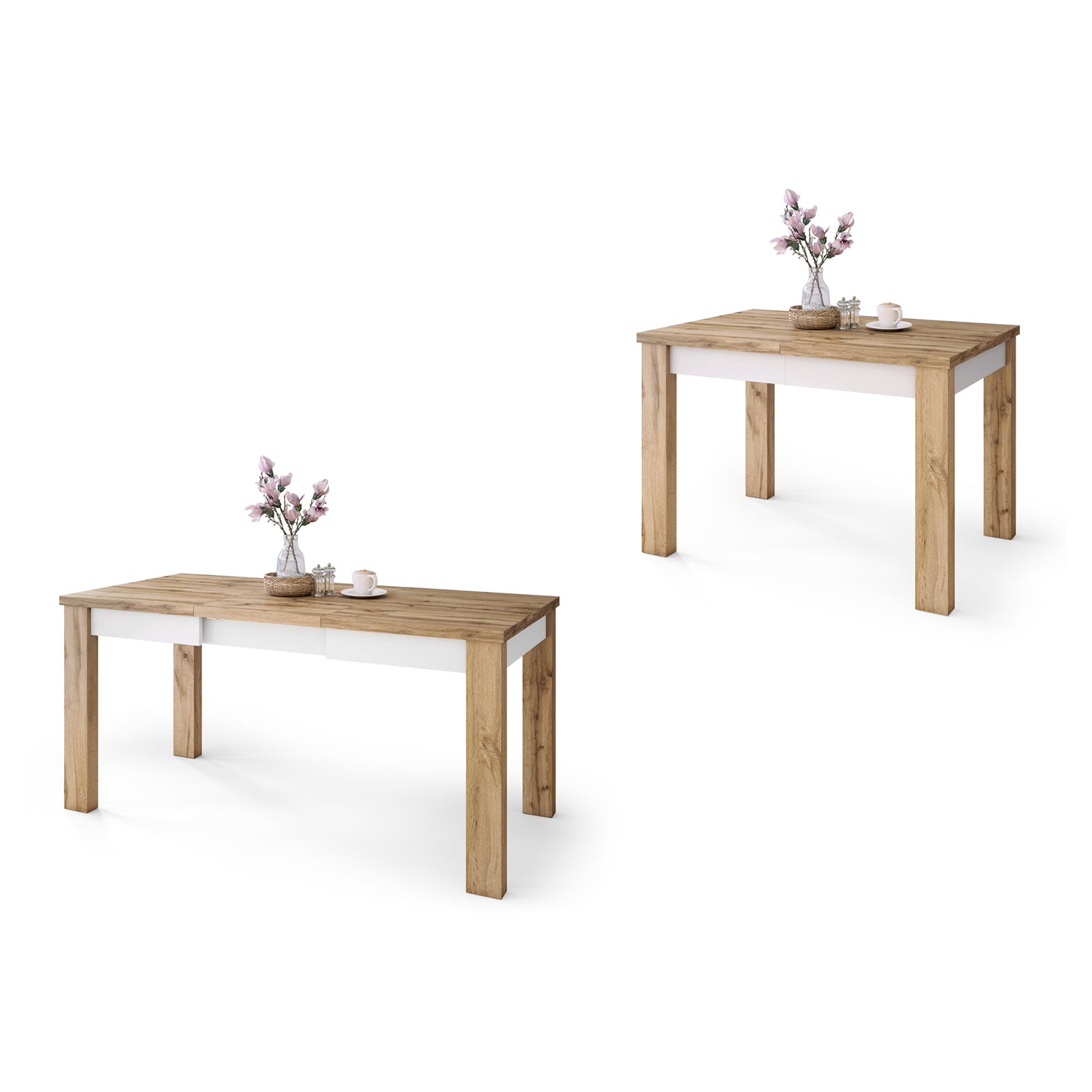 Fonte 110 Modern Extending Dining Table - Wotan Oak / White Matt