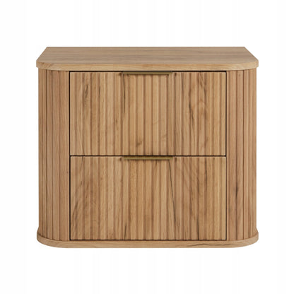 Elegance Glamour Style 2 Drawer Bathroom Wall Vanity Cabinet 60cm - Gold Craft Oak