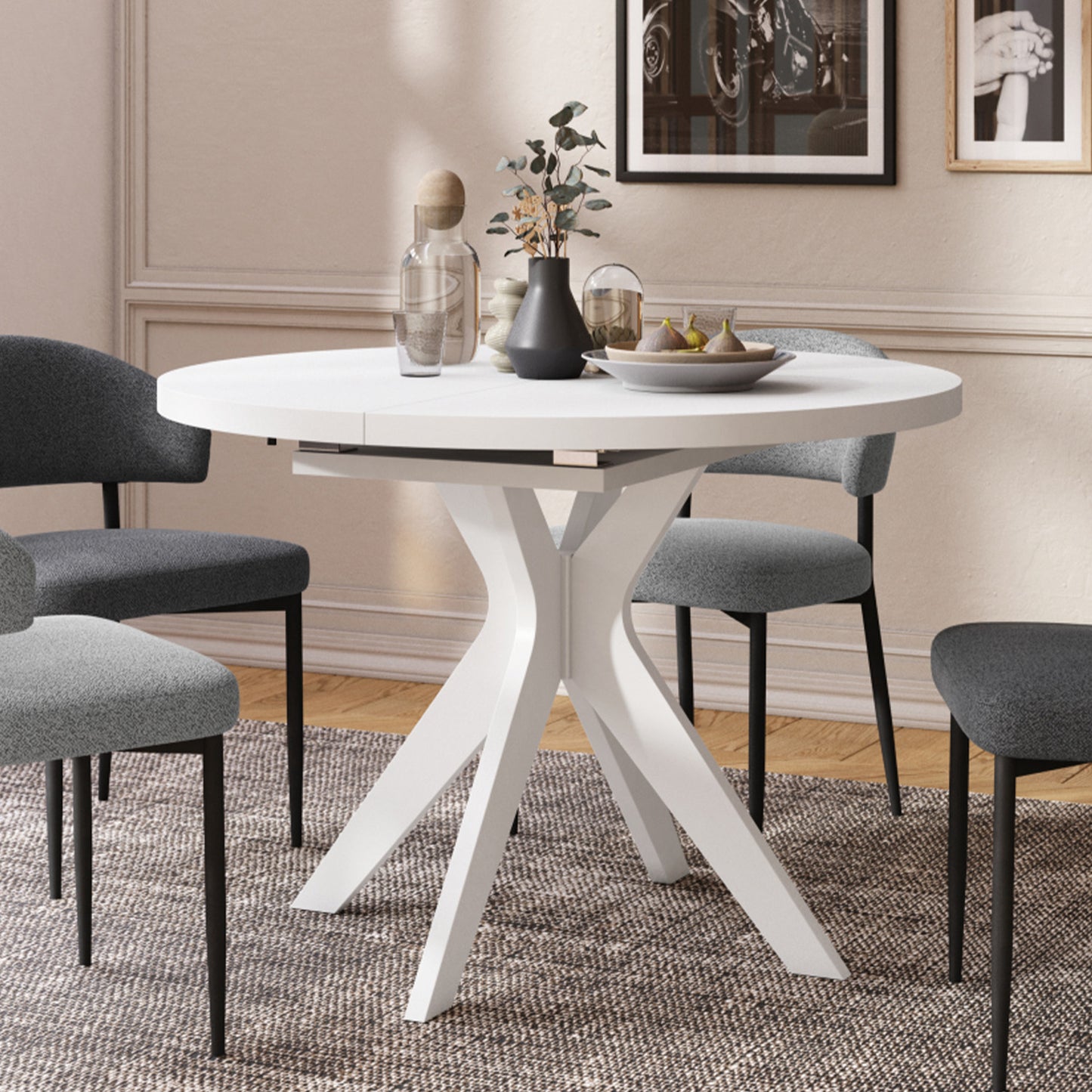 Renzo Extending Modern Dining Table – White Matt