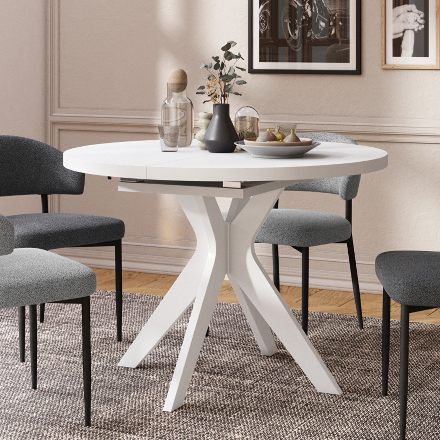 Renzo Extending Modern Dining Table – White Matt