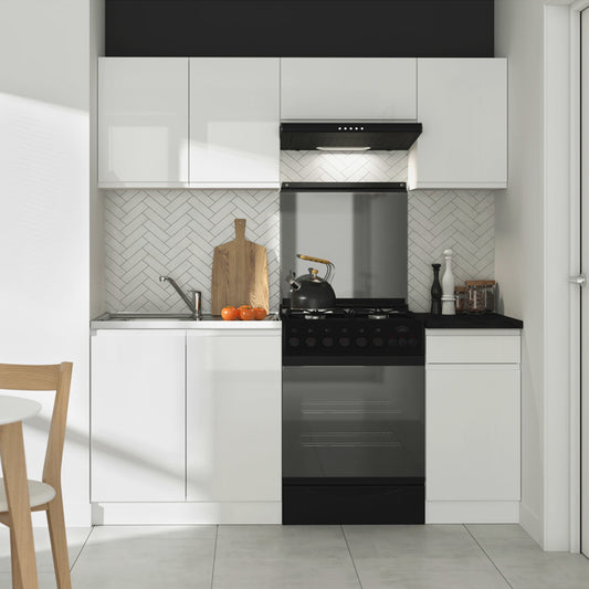 Summer 5 Unit Handleless Kitchen Cabinets Set 180cm - White Gloss