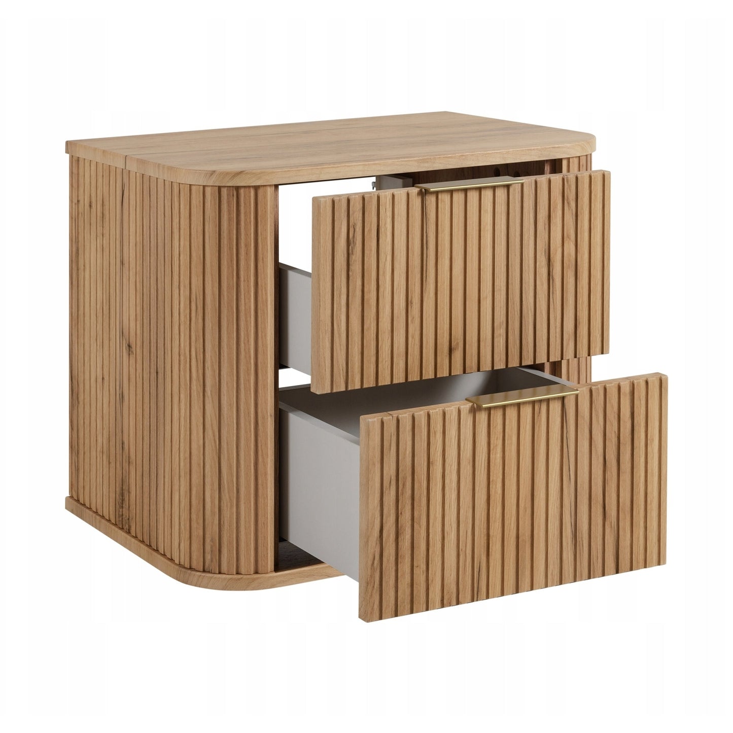 Elegance Glamour Style 2 Drawer Bathroom Wall Vanity Cabinet 60cm - Gold Craft Oak