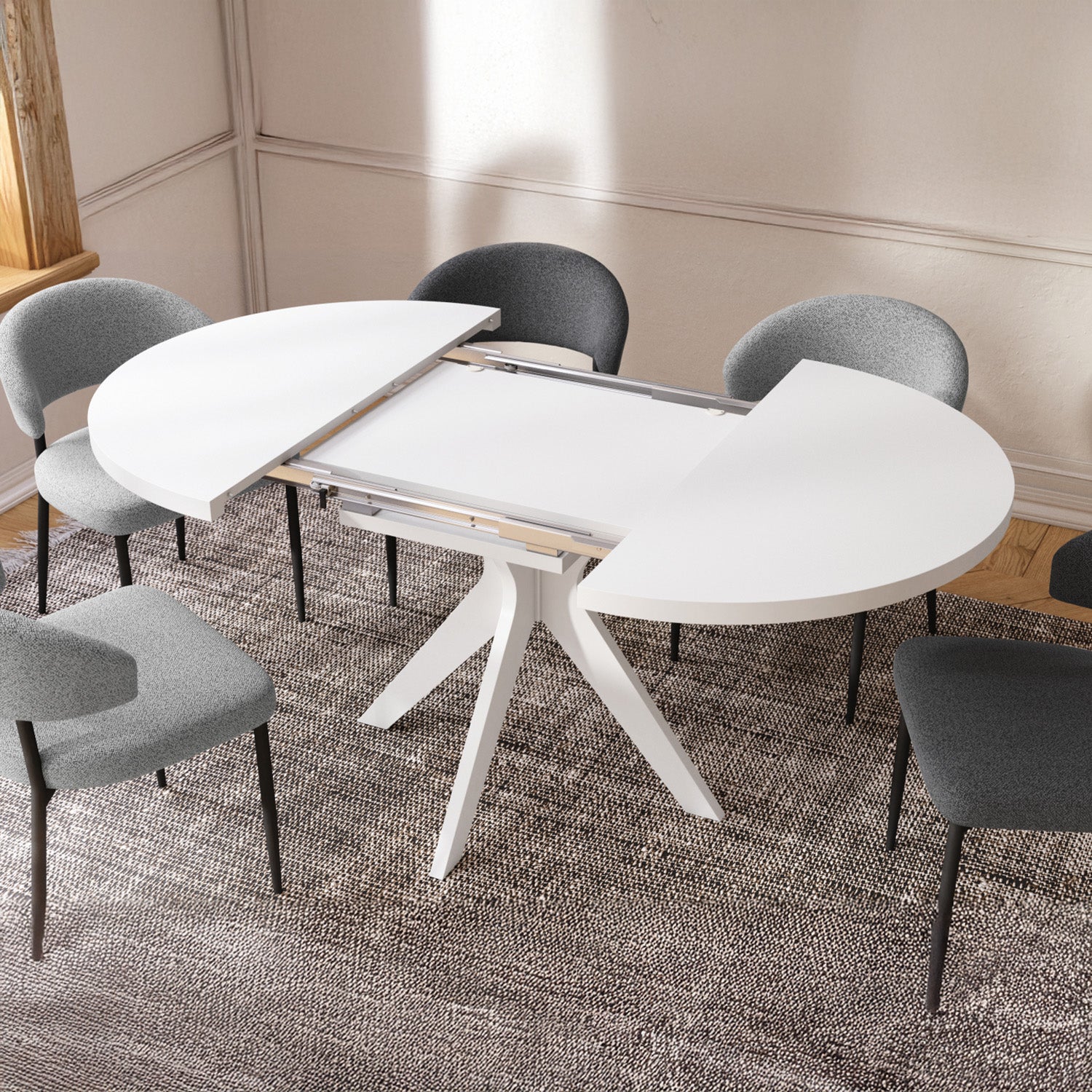 Renzo Extending Modern Dining Table – White Matt