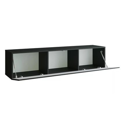 Joyce Wall Mounted TV Unit Modern Plain Gloss Finish 150cm - Black Gloss
