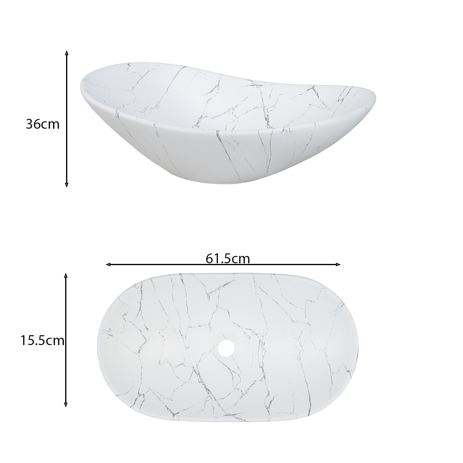 Nordic Bathroom Cabinet 80cm with 2 Drawers and Oval Basin - Cremona Oak