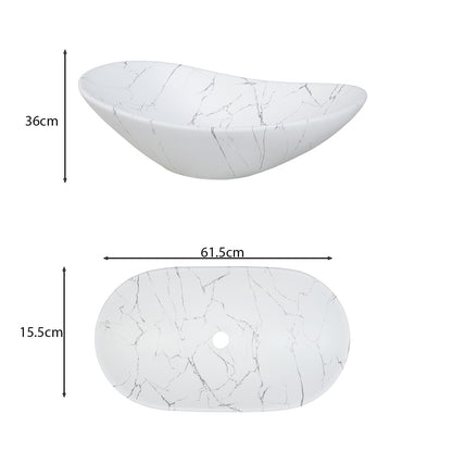 Nordic Bathroom Cabinet 80cm with 2 Drawers and Oval Basin - Cremona Oak