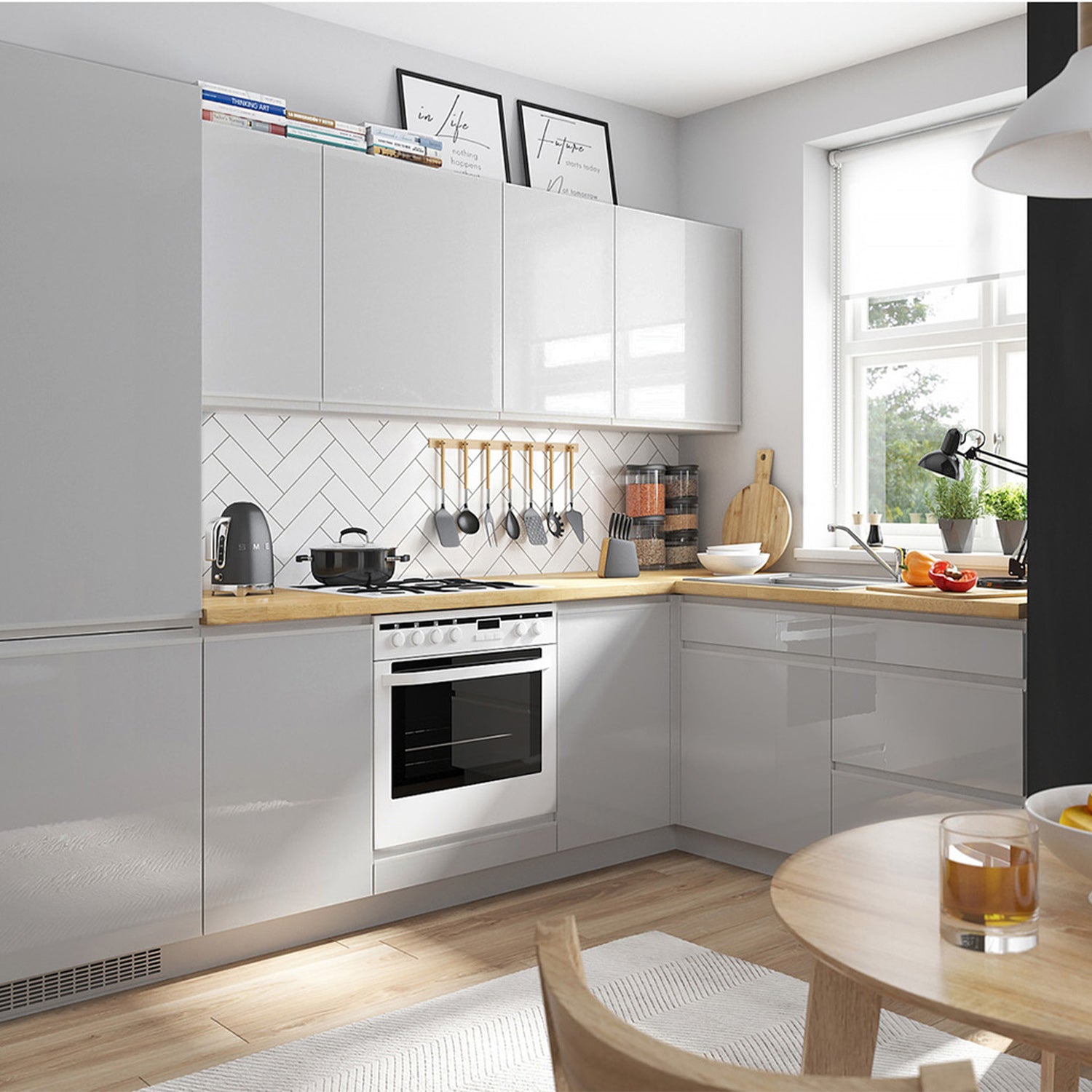 William Custom Kitchen Set - Light Grey Gloss