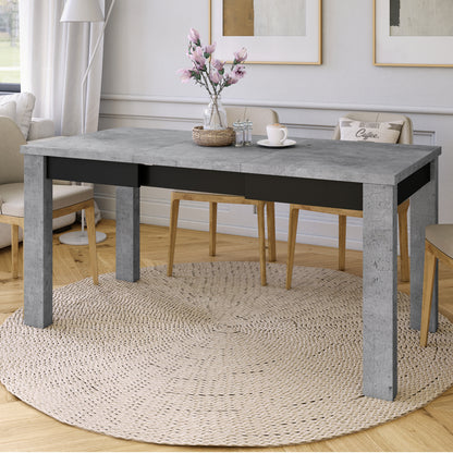 Fonte 110 Modern Extending Dining Table - Concrete / Black Matt