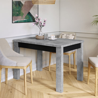 Fonte 110 Modern Extending Dining Table - Concrete / Black Matt