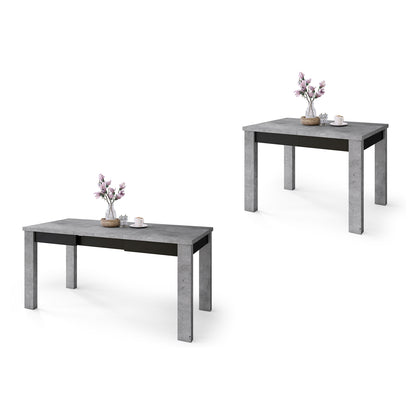Fonte 110 Modern Extending Dining Table - Concrete / Black Matt