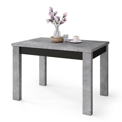 Fonte 110 Modern Extending Dining Table - Concrete / Black Matt