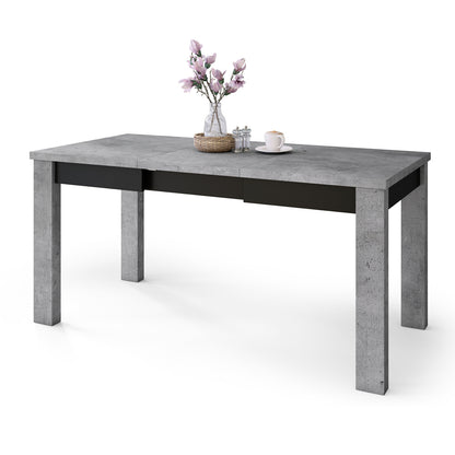 Fonte 110 Modern Extending Dining Table - Concrete / Black Matt