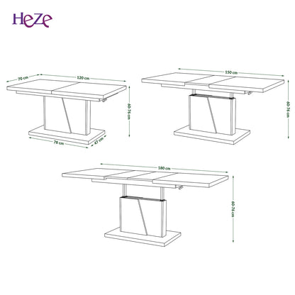 Gala 2 in 1 Extending Coffee / Dining Table - Brown Oak / Black