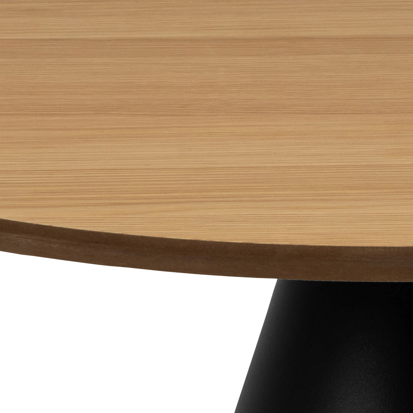 Bosco Coffee Table Round Modern Steel Base & Wood Veneer - Natural Oak / Black