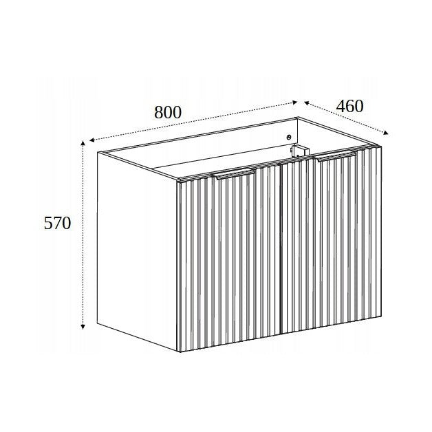 Flow Wall-Mounted 2 Door Bathroom Vanity Cabinet with Basin 80cm - Gold Craft Oak