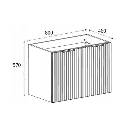 Flow Wall-Mounted 2 Door Bathroom Vanity Cabinet with Basin 80cm - Gold Craft Oak