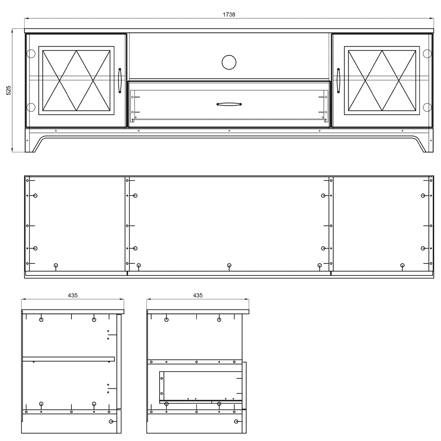 Provenza 2 Door 1 Drawer TV Unit with Storage Rustic Style