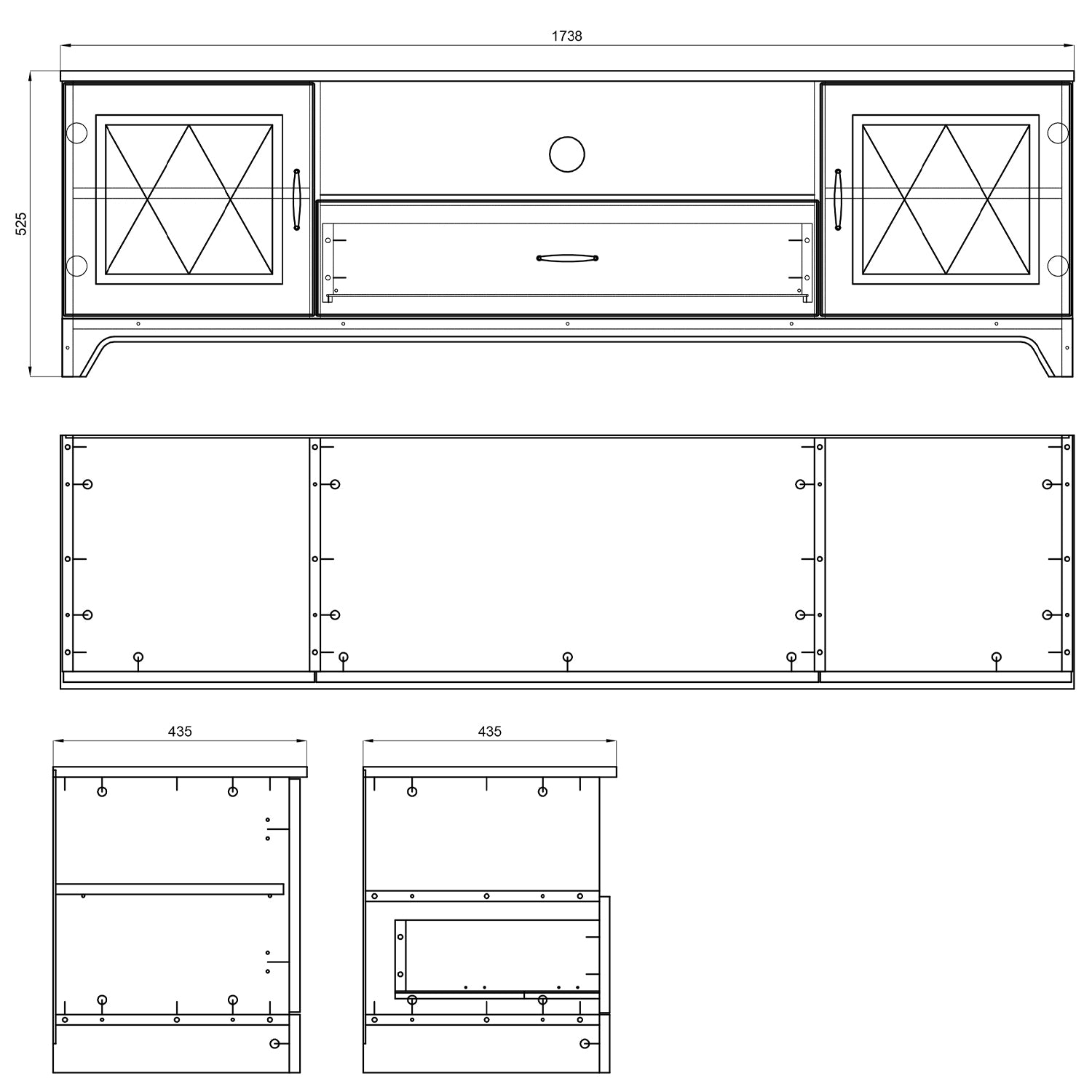 Provenza 2 Door 1 Drawer TV Unit with Storage Rustic Style