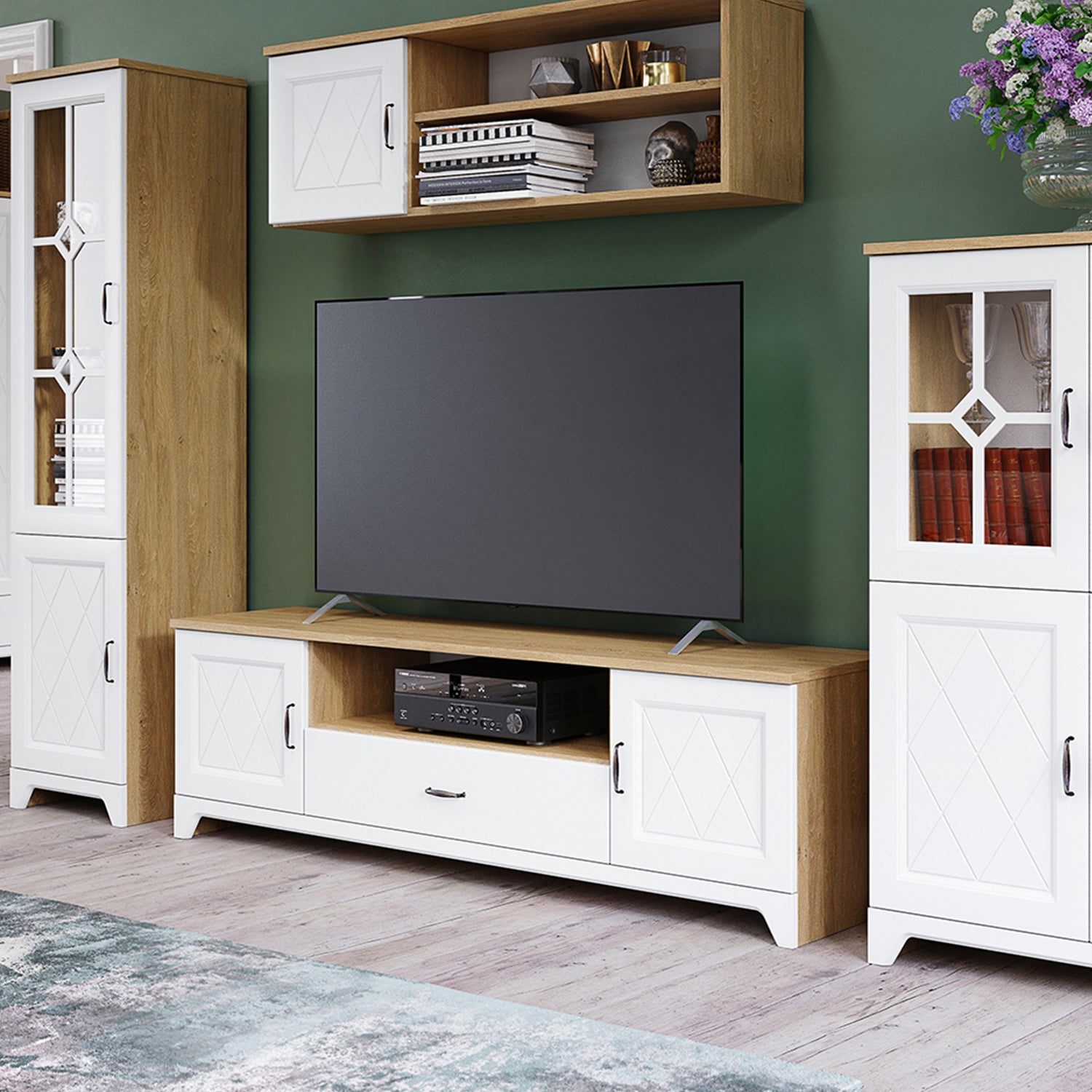 Provenza 2 Door 1 Drawer TV Unit with Storage Rustic Style