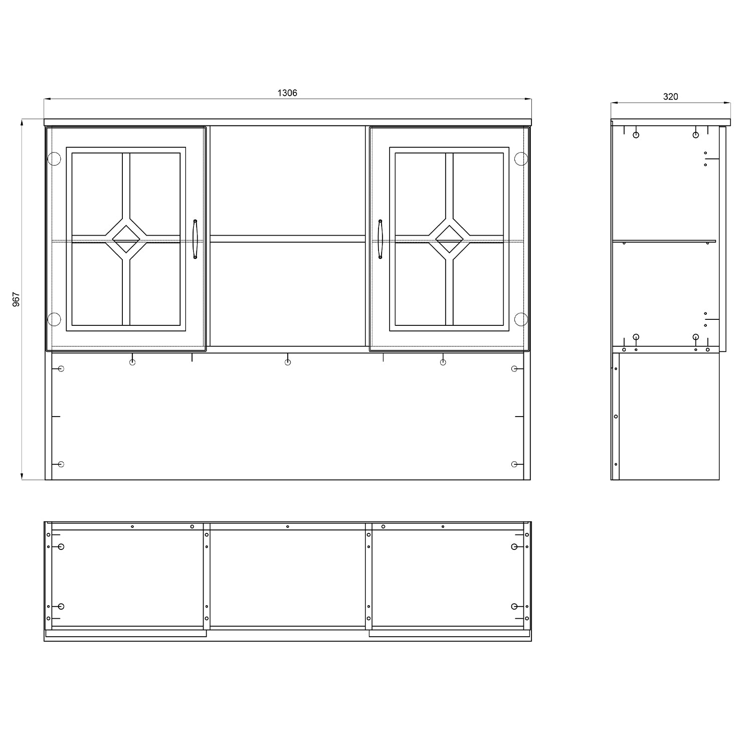 Provenza 3 Door Sideboard with Drawers and Topper Display Unit Rustic Style