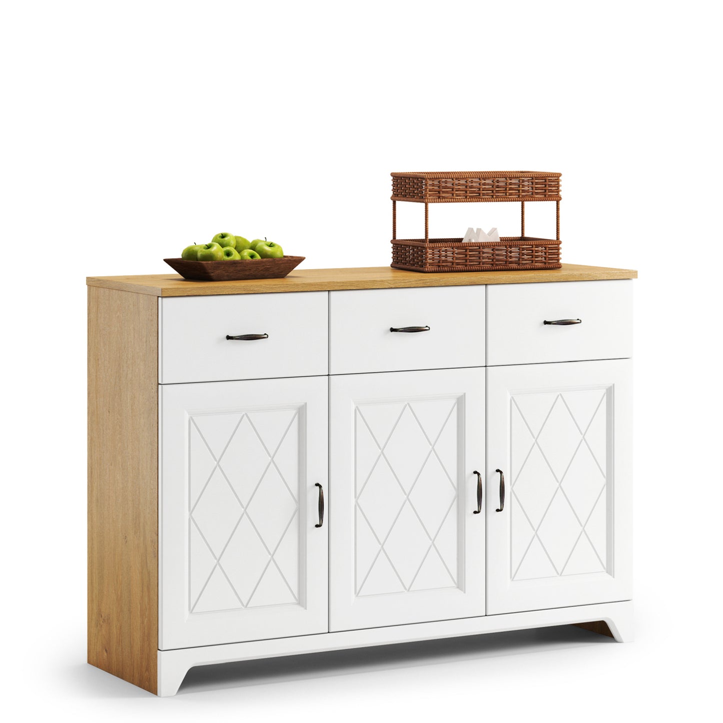 Provenza 3 Door Sideboard with Drawers and Topper Display Unit Rustic Style