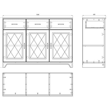 Provenza 3 Door Sideboard with Drawers and Topper Display Unit Rustic Style