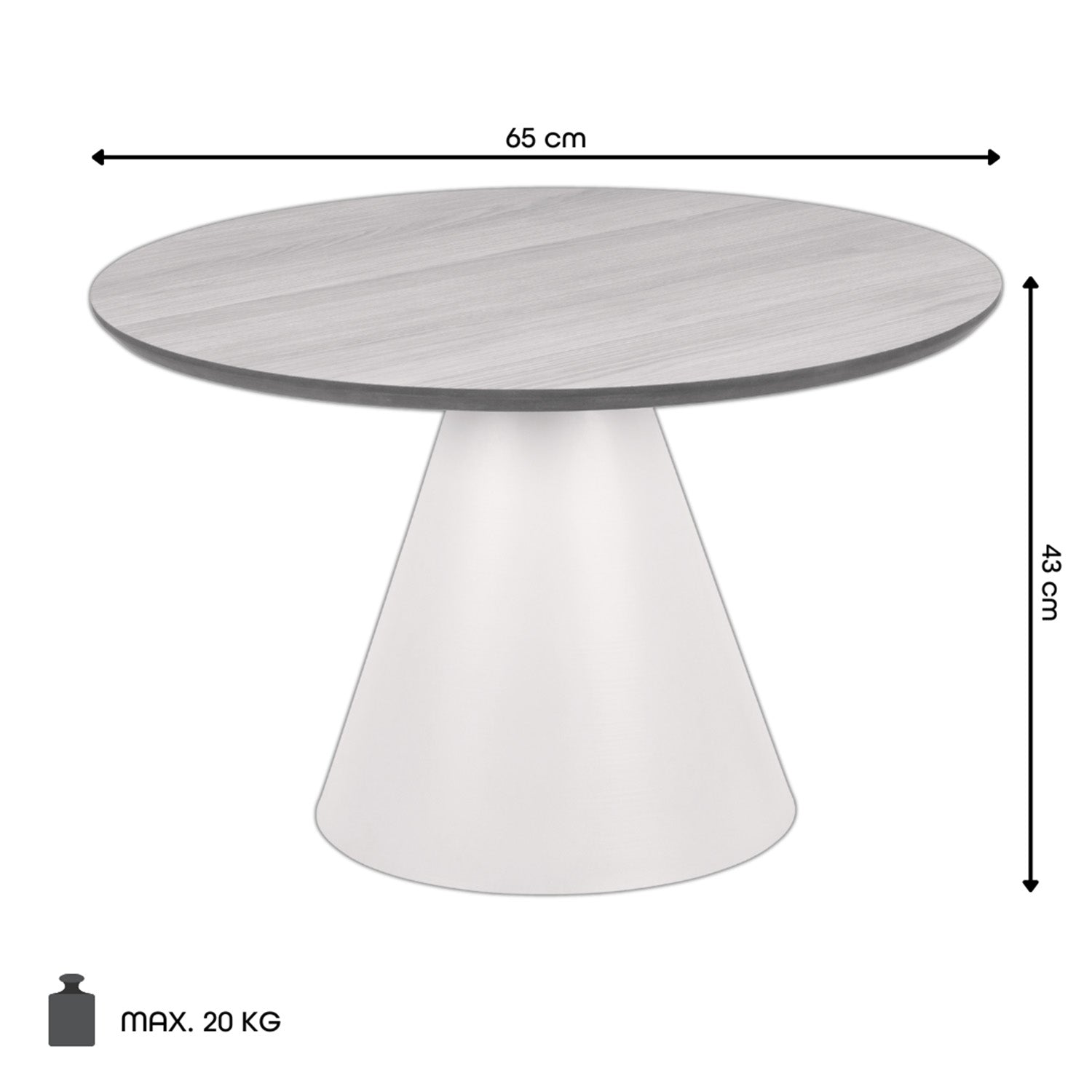 Bosco Coffee Table Round Modern Steel Base & Wood Veneer - Natural Oak / Black