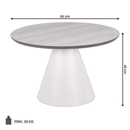 Bosco Coffee Table Round Modern Steel Base & Wood Veneer - Natural Oak / Black