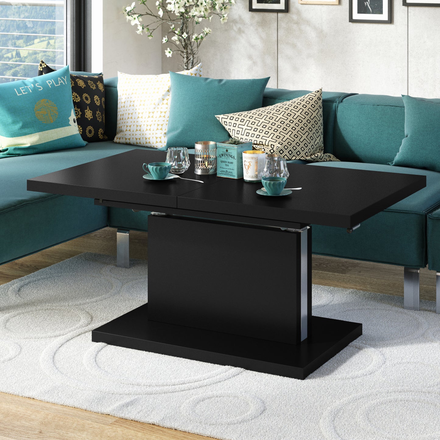 Astrid 70 - 2 in 1 Extending Coffee / Dining Table - Black Matt