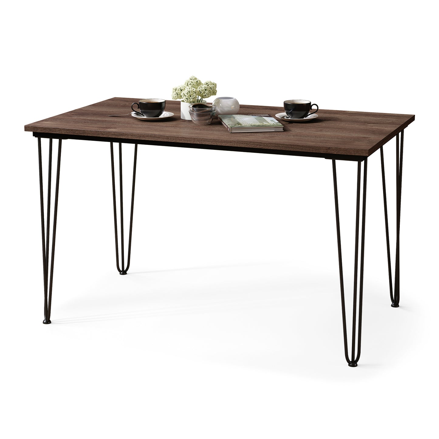 Hairpin S-120 Modern Dining Table - Brown Oak