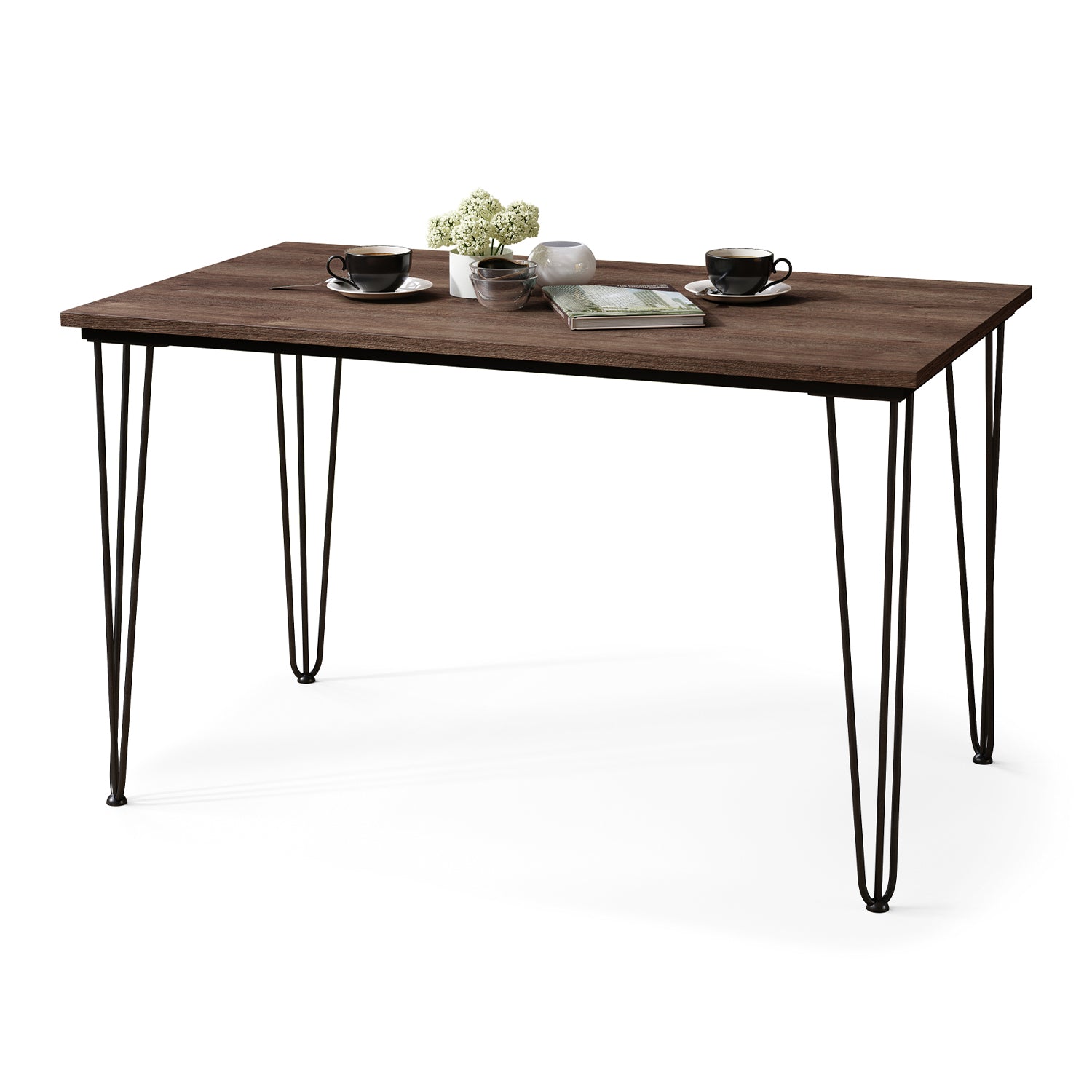 Hairpin S-120 Modern Dining Table - Brown Oak