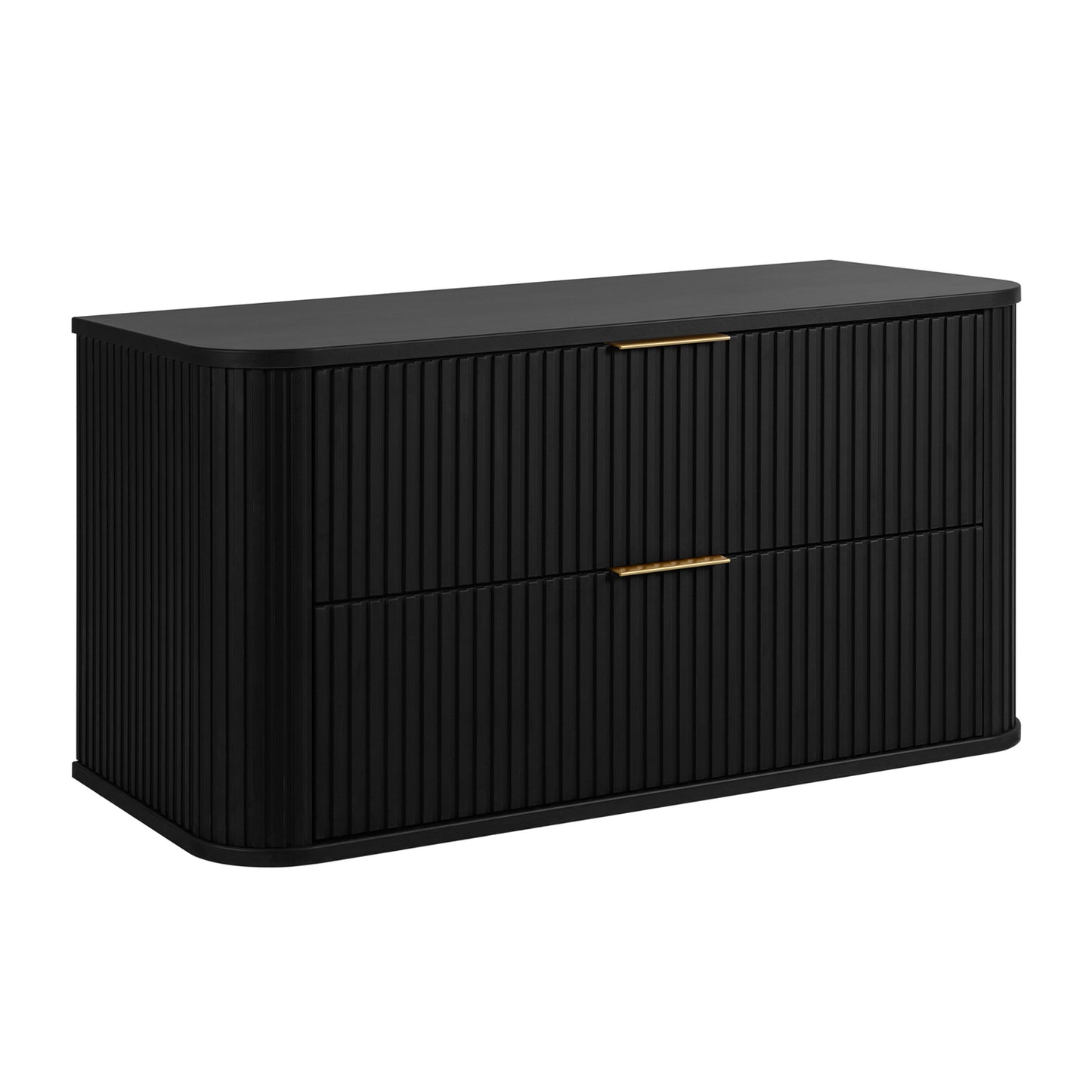 Elegance Glamour Style 2 Drawer Bathroom Wall Cabinet 100cm - Black