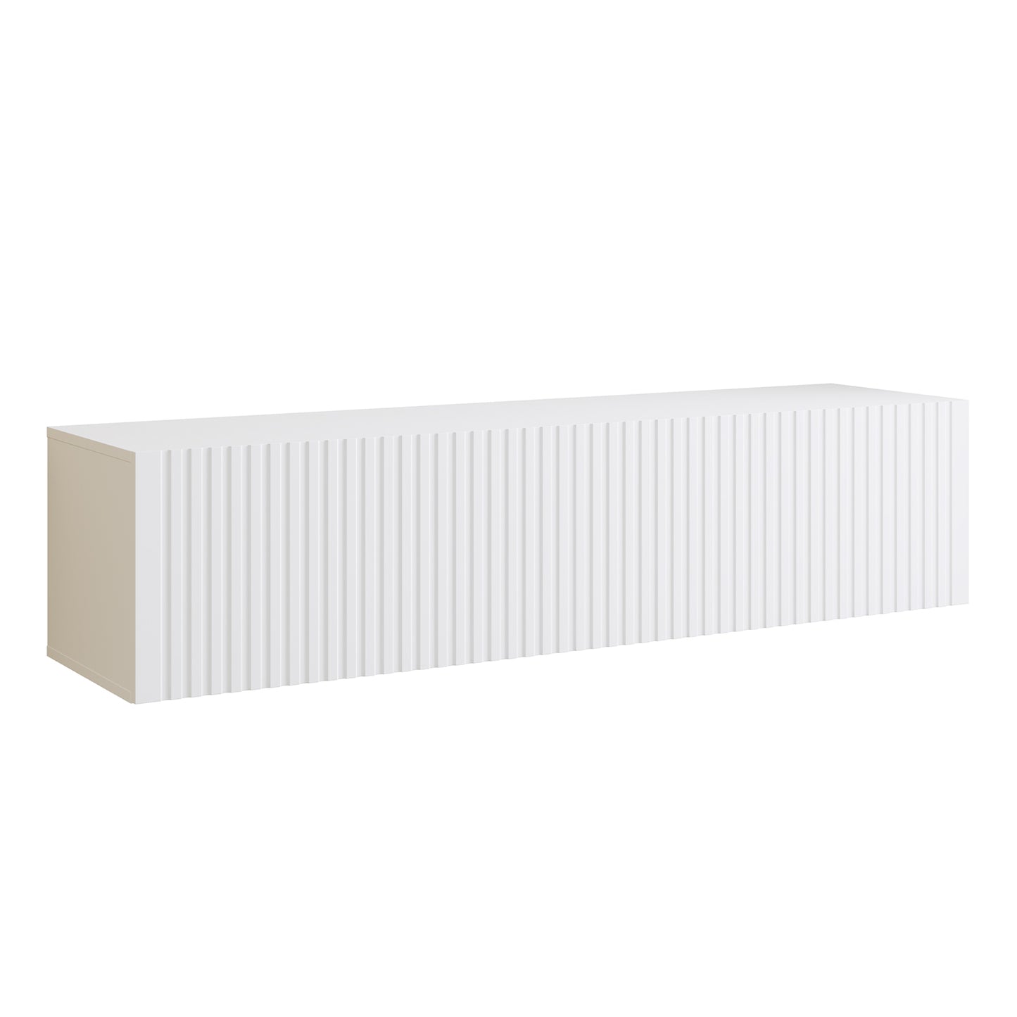 Joyce Wall Mounted TV Unit Modern Fluted Matt Finish 150cm - White Matt